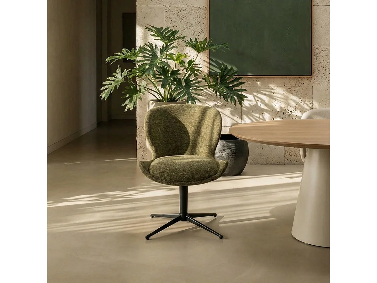 Esszimmerstühle 2er Set Nicklas - Stoff (Bouclé) & Metall - Grün