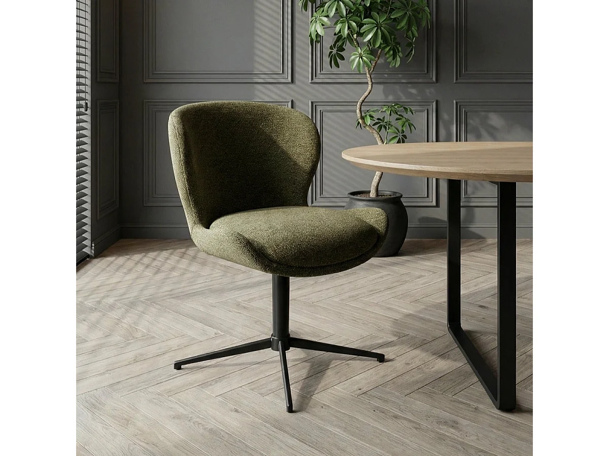 Esszimmerstühle 2er Set Nicklas - Stoff (Bouclé) & Metall - Grün