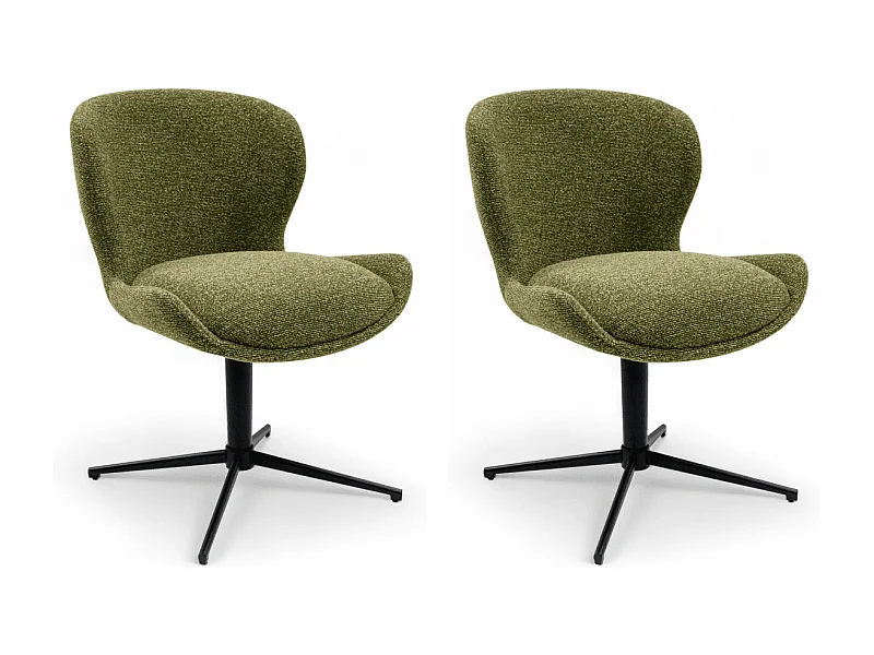 Esszimmerstühle 2er Set Nicklas - Stoff (Bouclé) & Metall - Grün