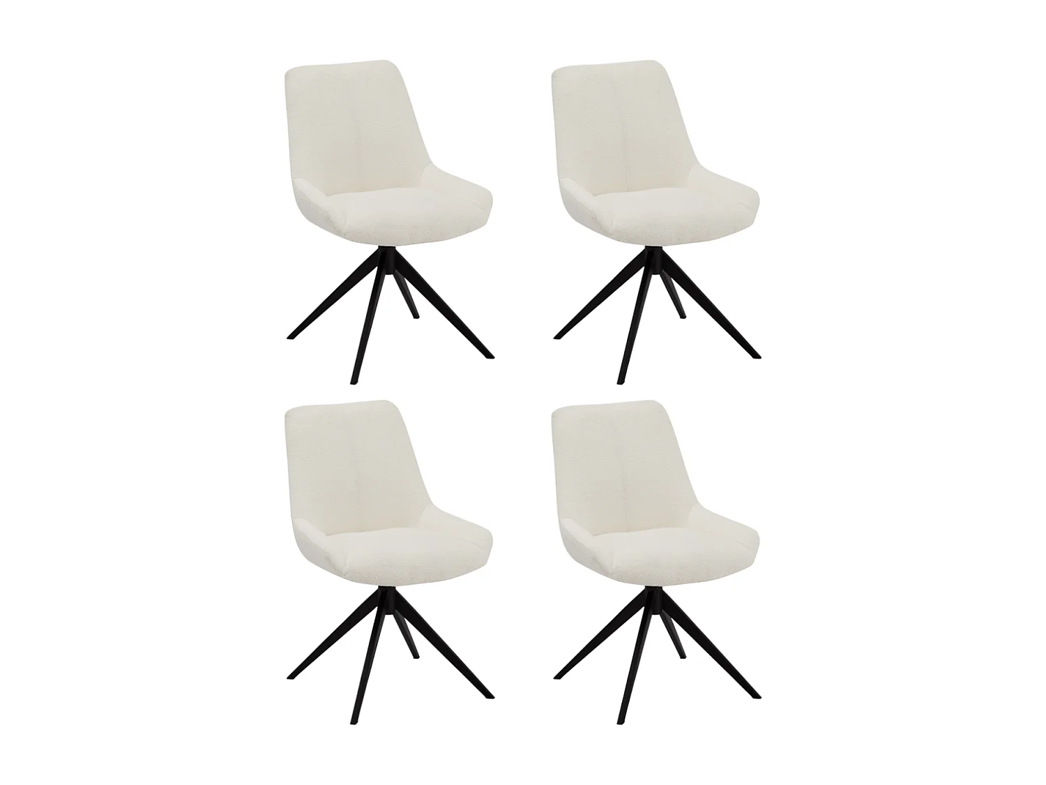 Esszimmerstühle 4er Set Helena - Stoff (Bouclé) & Metall - Cremeweiß