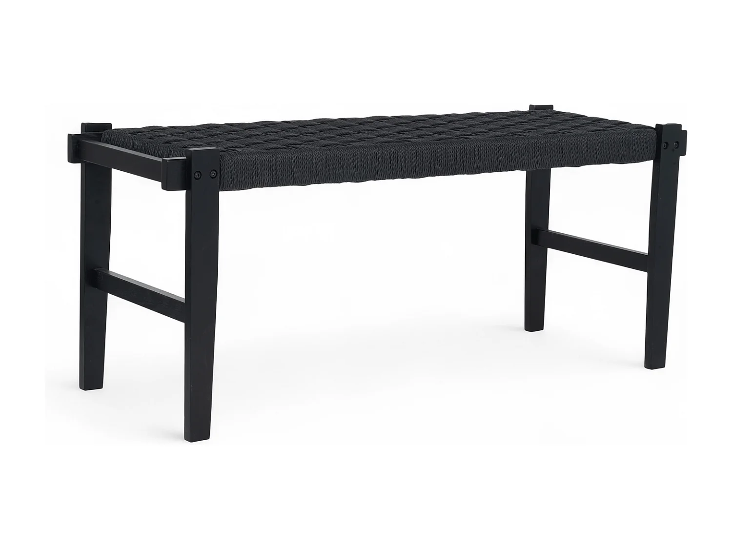 Sitzbank 110 cm Nobel - Papiergarn & Massives Eichenholz - Schwarz