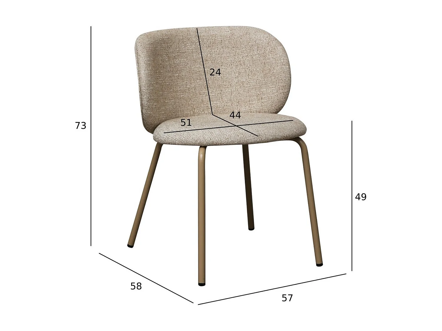 Esszimmerstühle 6er Set Nanna - Stoff (Bouclé) & Metall - Beige