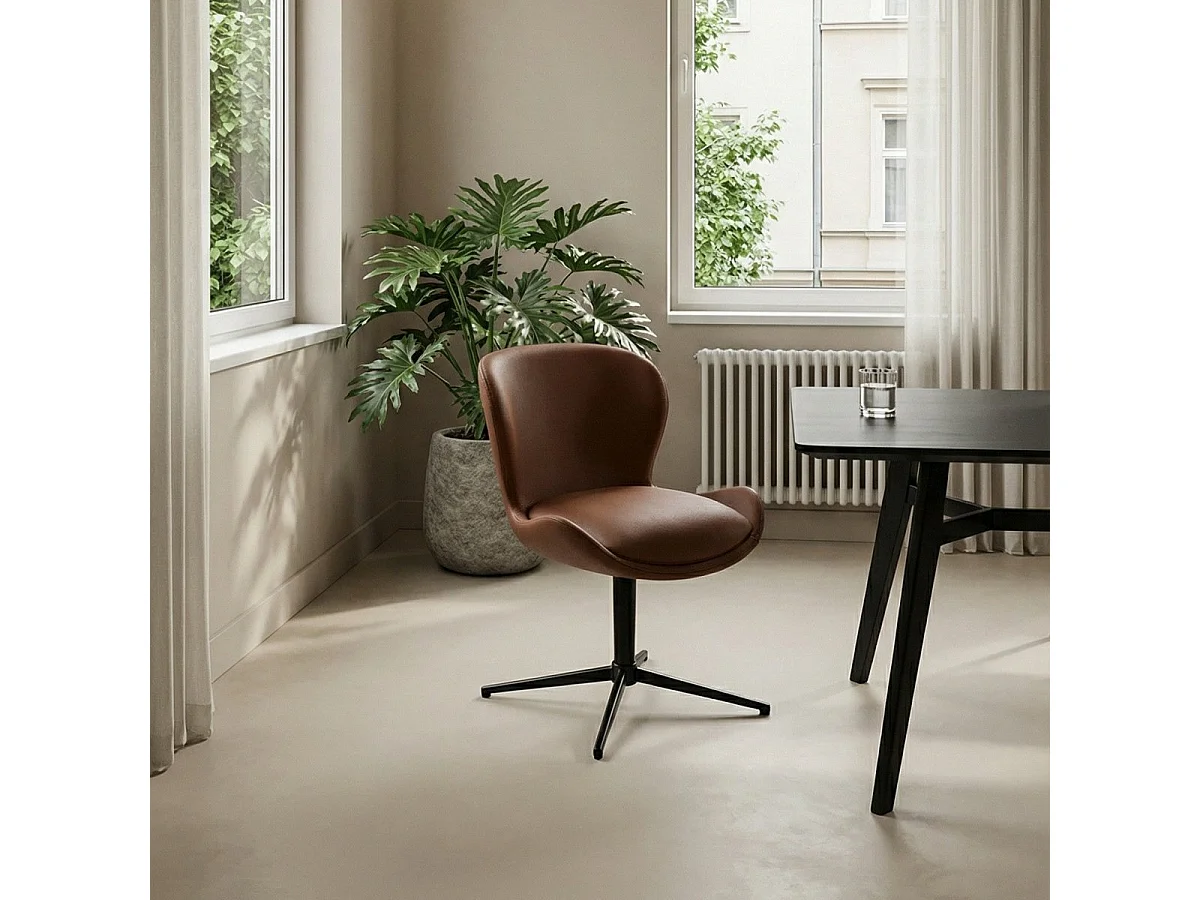 Esszimmerstühle 4er Set Nicklas - Leder & Metall - Dunkelbraun