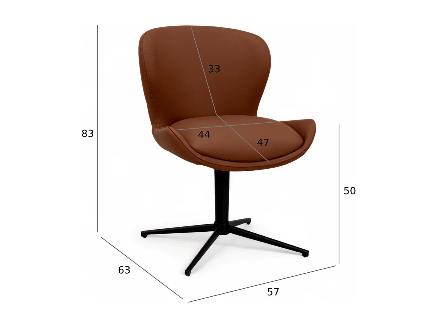 Esszimmerstühle 4er Set Nicklas - Leder & Metall - Dunkelbraun