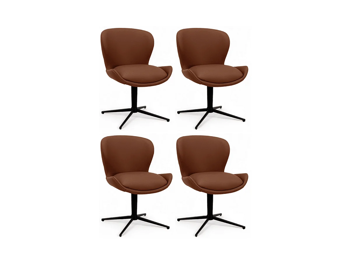 Esszimmerstühle 4er Set Nicklas - Leder & Metall - Dunkelbraun