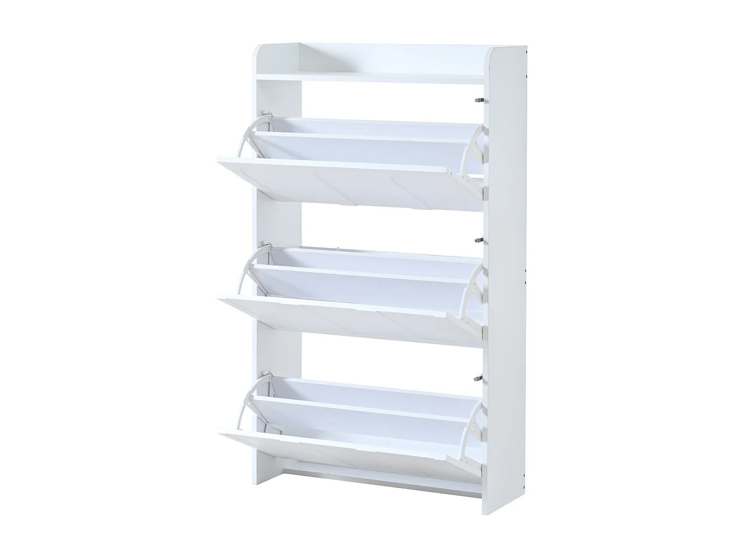 Meuble à chaussures 70x25x120 cm - avec 6 compartiments - 3 portes abattantes - MDF - Blanc