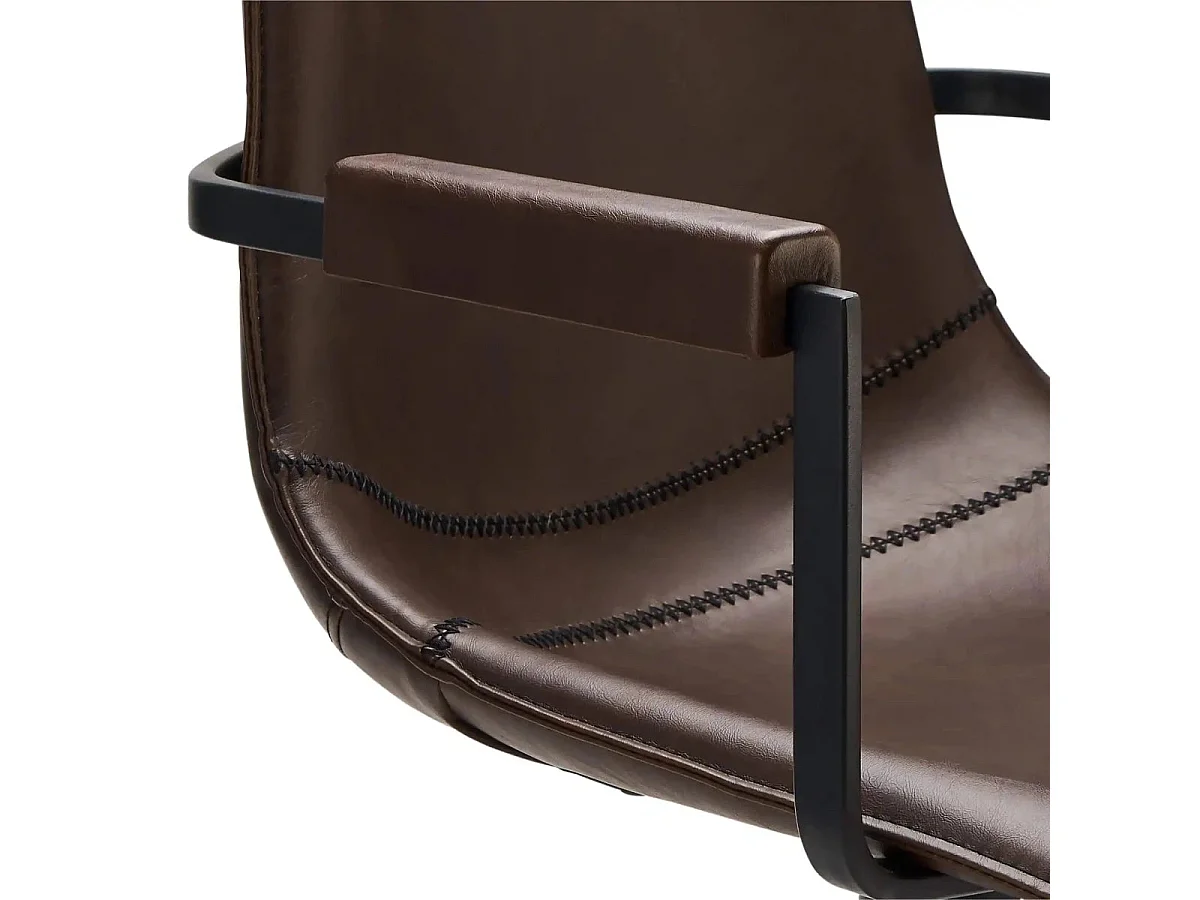 Esszimmerstühle 6er Set Isabel - Kunstleder & Metall - Dunkelbraun