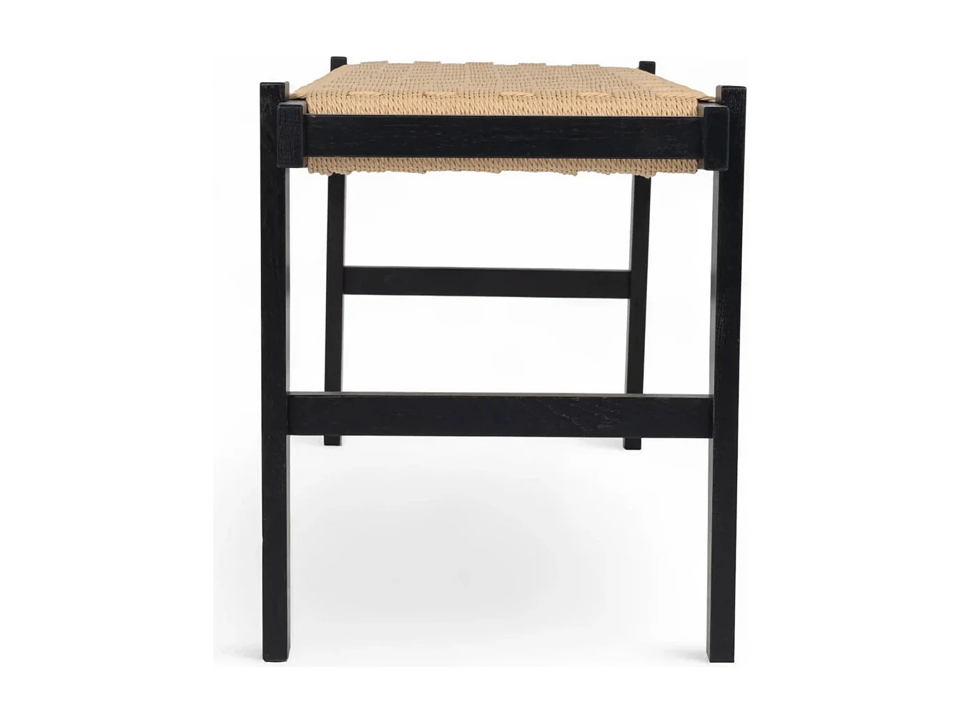 Sitzbank 110 cm Nobel - Papiergarn & Massives Eichenholz - Schwarz