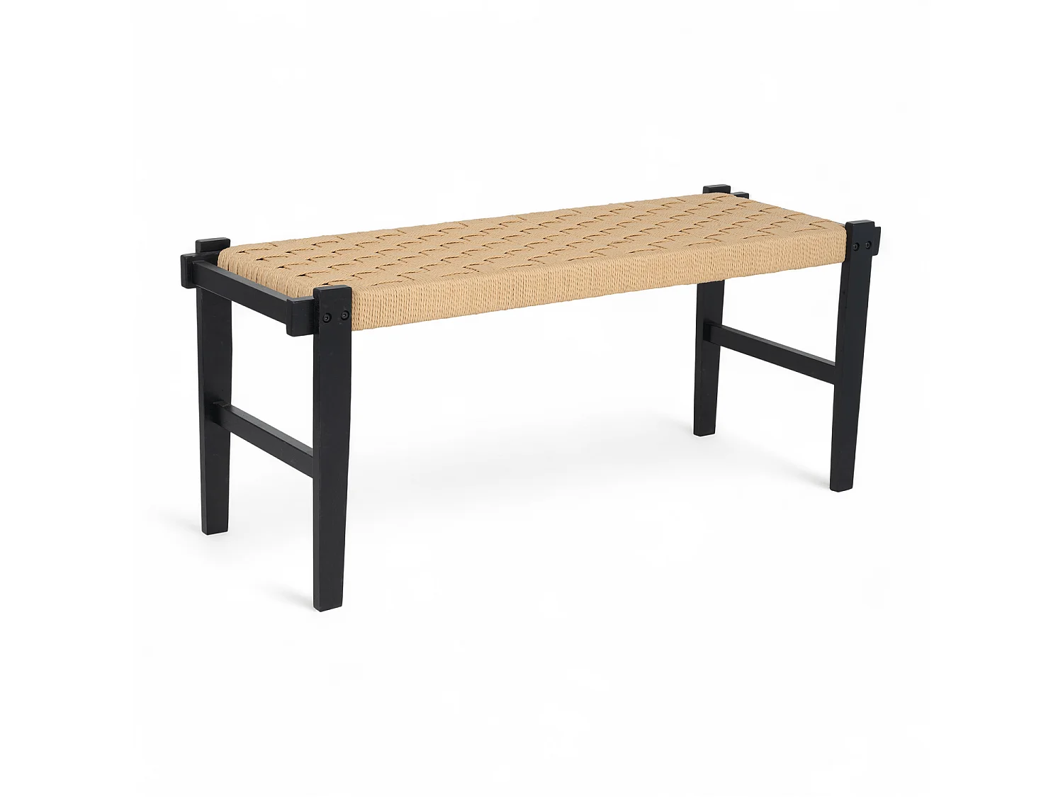 Sitzbank 110 cm Nobel - Papiergarn & Massives Eichenholz - Schwarz