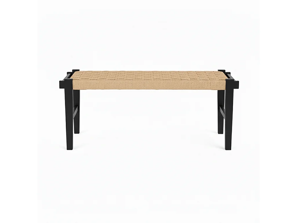 Sitzbank 110 cm Nobel - Papiergarn & Massives Eichenholz - Schwarz