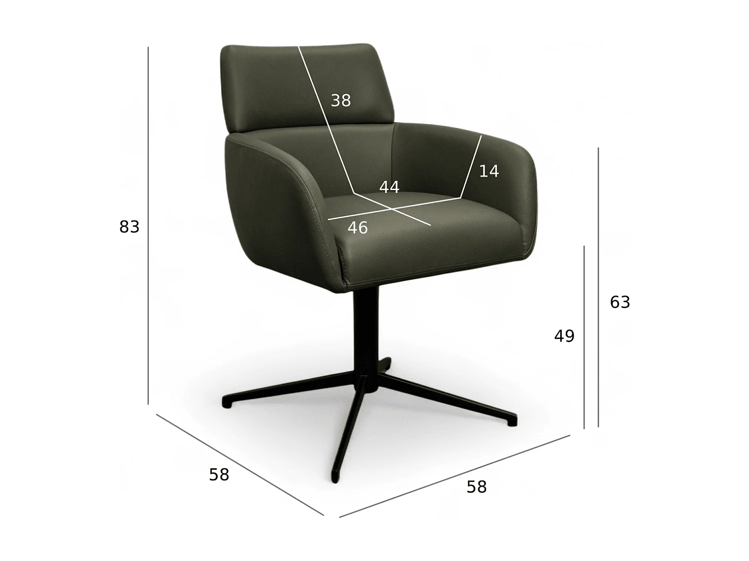 Esszimmerstuhl Marco - Leder & Metall - Olivgrün