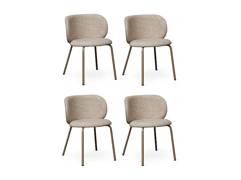 Esszimmerstühle 4er Set Nanna - Stoff (Bouclé) & Metall - Beige
