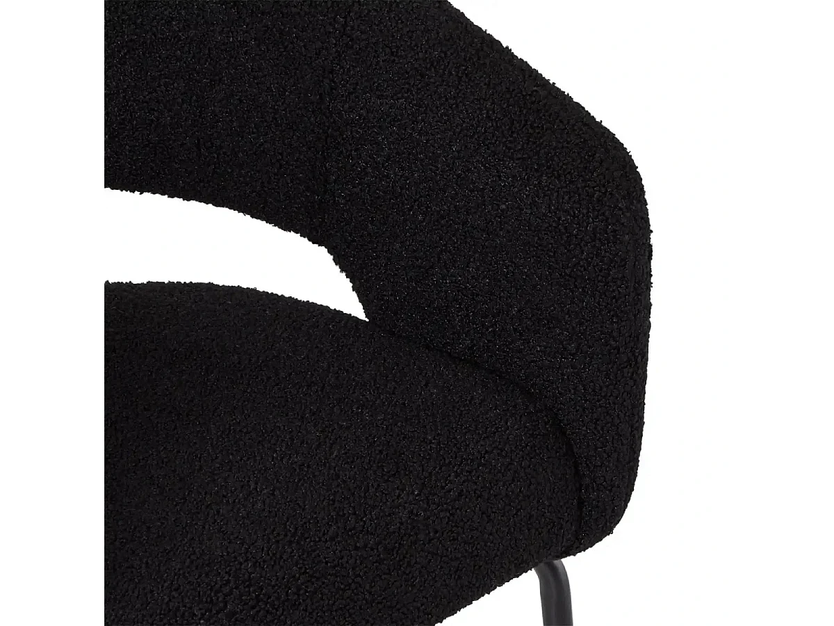 Esszimmerstühle 6er Set Natalie - Stoff (Bouclé) & Metall - Schwarz