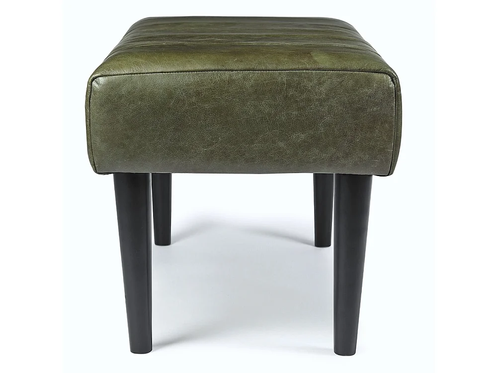 Sitzbank 120 cm Athea - Leder & MDF, Massivholz, Schaumstoff - Olivgrün