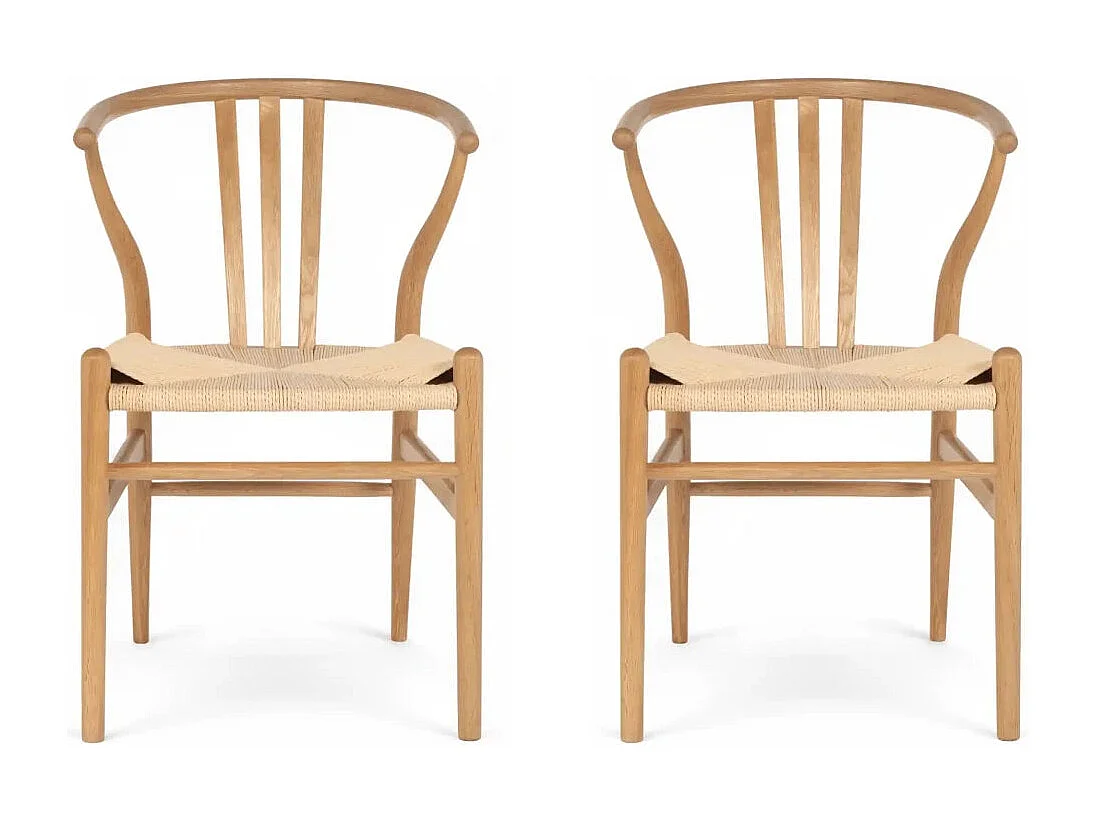 Esszimmerstühle 2er Set Nicoline - Papiergarn & Massives Eichenholz - Wildeiche