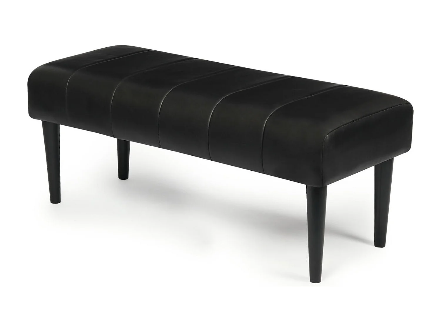 Sitzbank 120 cm Athea - Leder & MDF, Massivholz, Schaumstoff - Schwarz