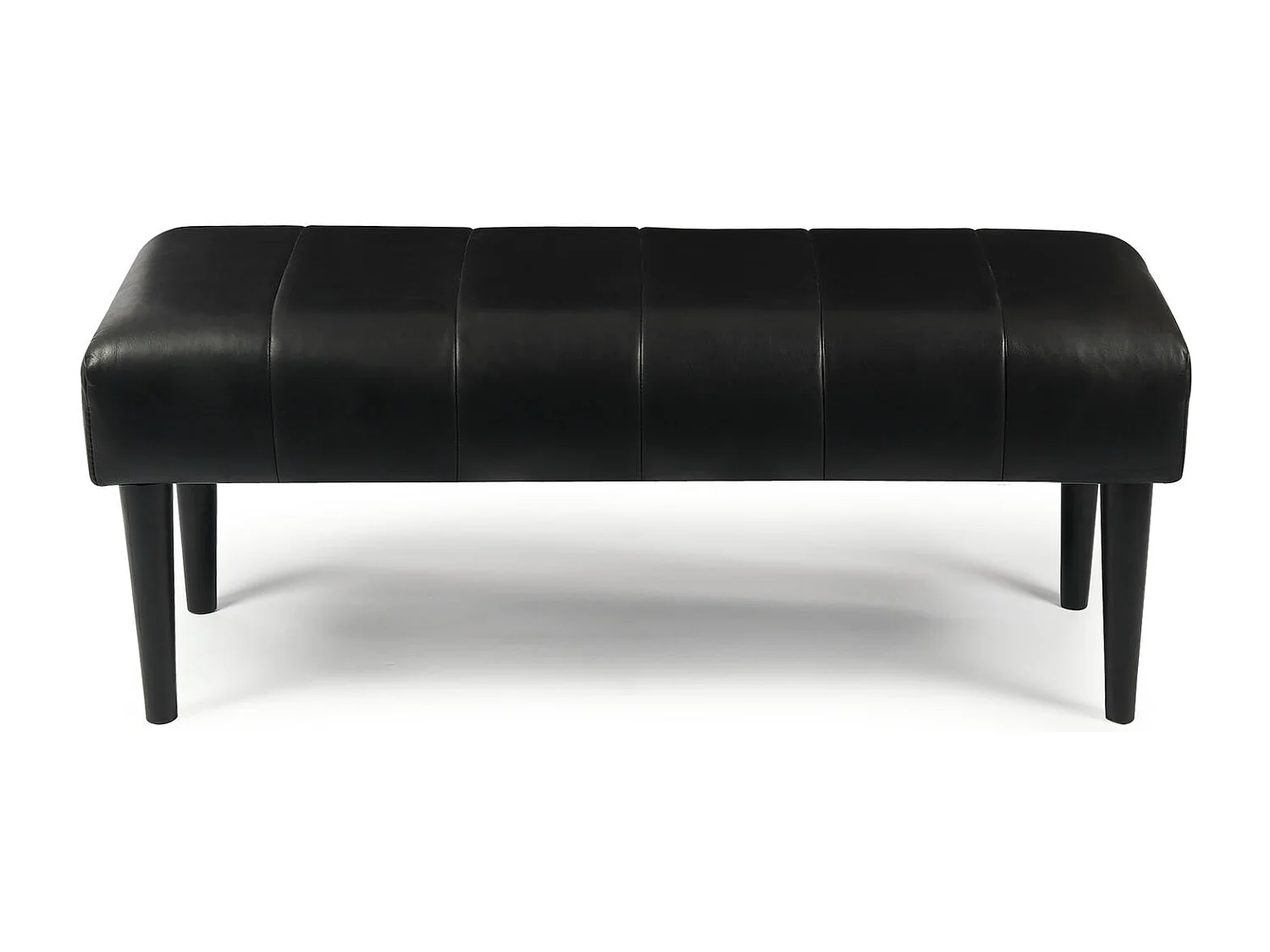 Sitzbank 120 cm Athea - Leder & MDF, Massivholz, Schaumstoff - Schwarz