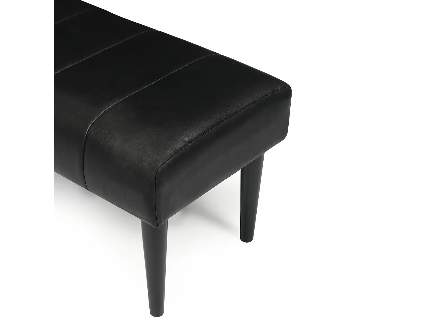 Sitzbank 120 cm Athea - Leder & MDF, Massivholz, Schaumstoff - Schwarz