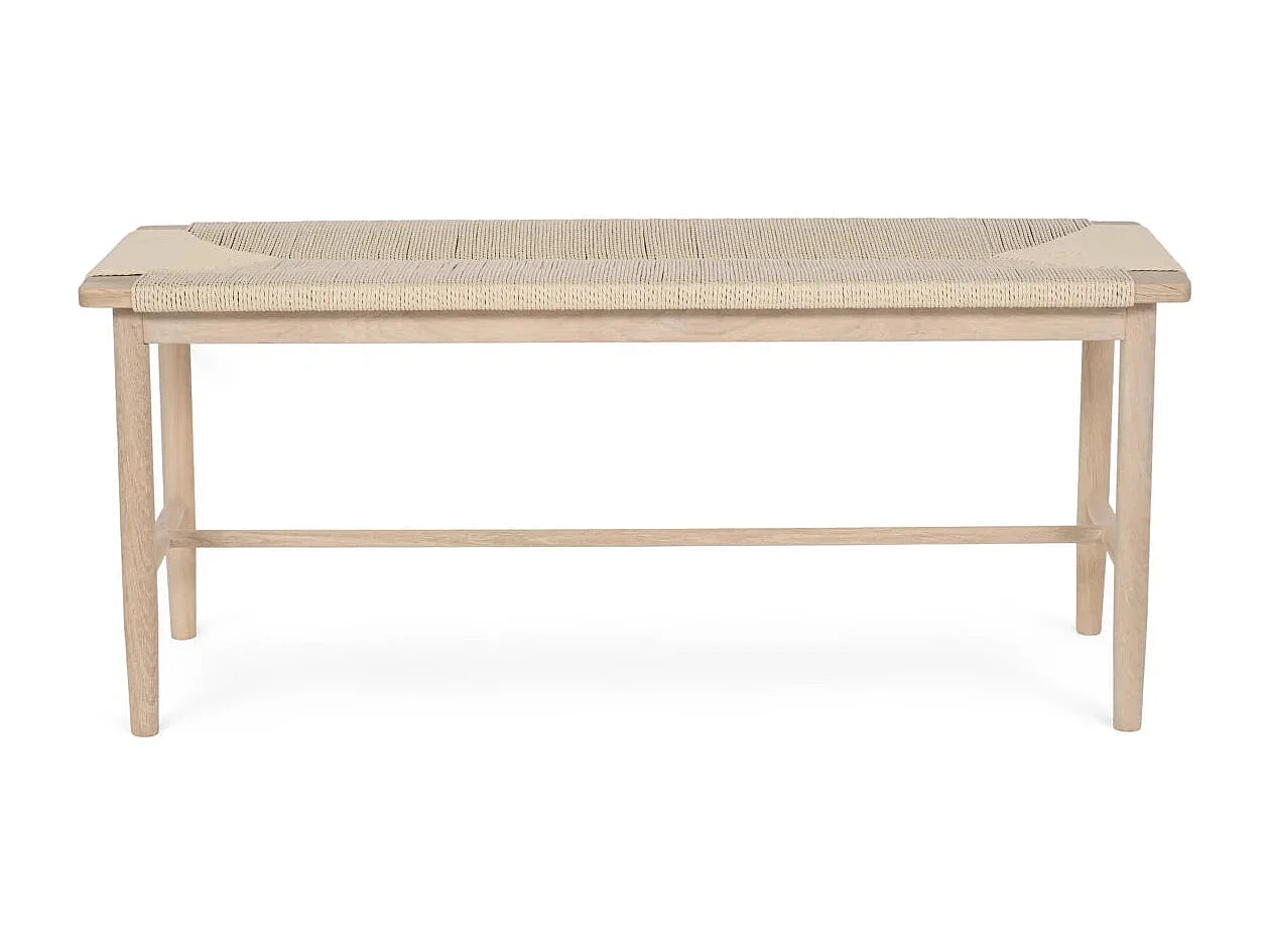 Sitzbank 110 cm Prime - Papiergarn & Massives Eichenholz - Eiche bianco