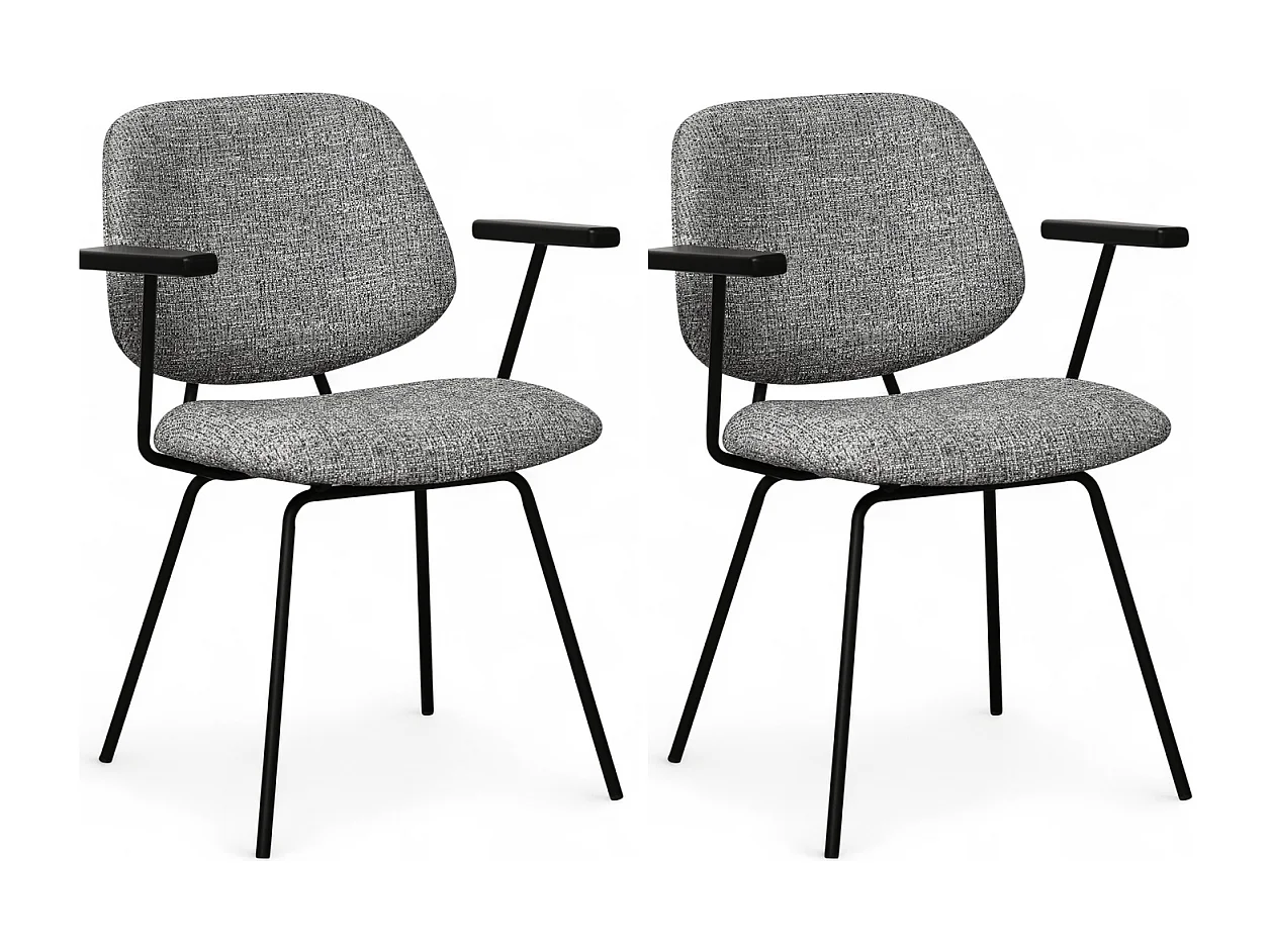 Esszimmerstühle 2er Set Sofia - Stoff (Bouclé) & Metall - Grau