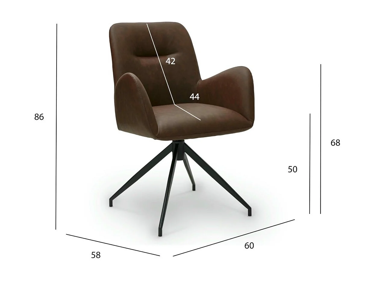 Esszimmerstühle 4er Set Jennifer - Kunstleder & Metall - Cognacbraun