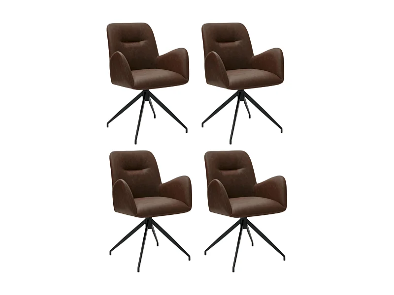 Esszimmerstühle 4er Set Jennifer - Kunstleder & Metall - Cognacbraun