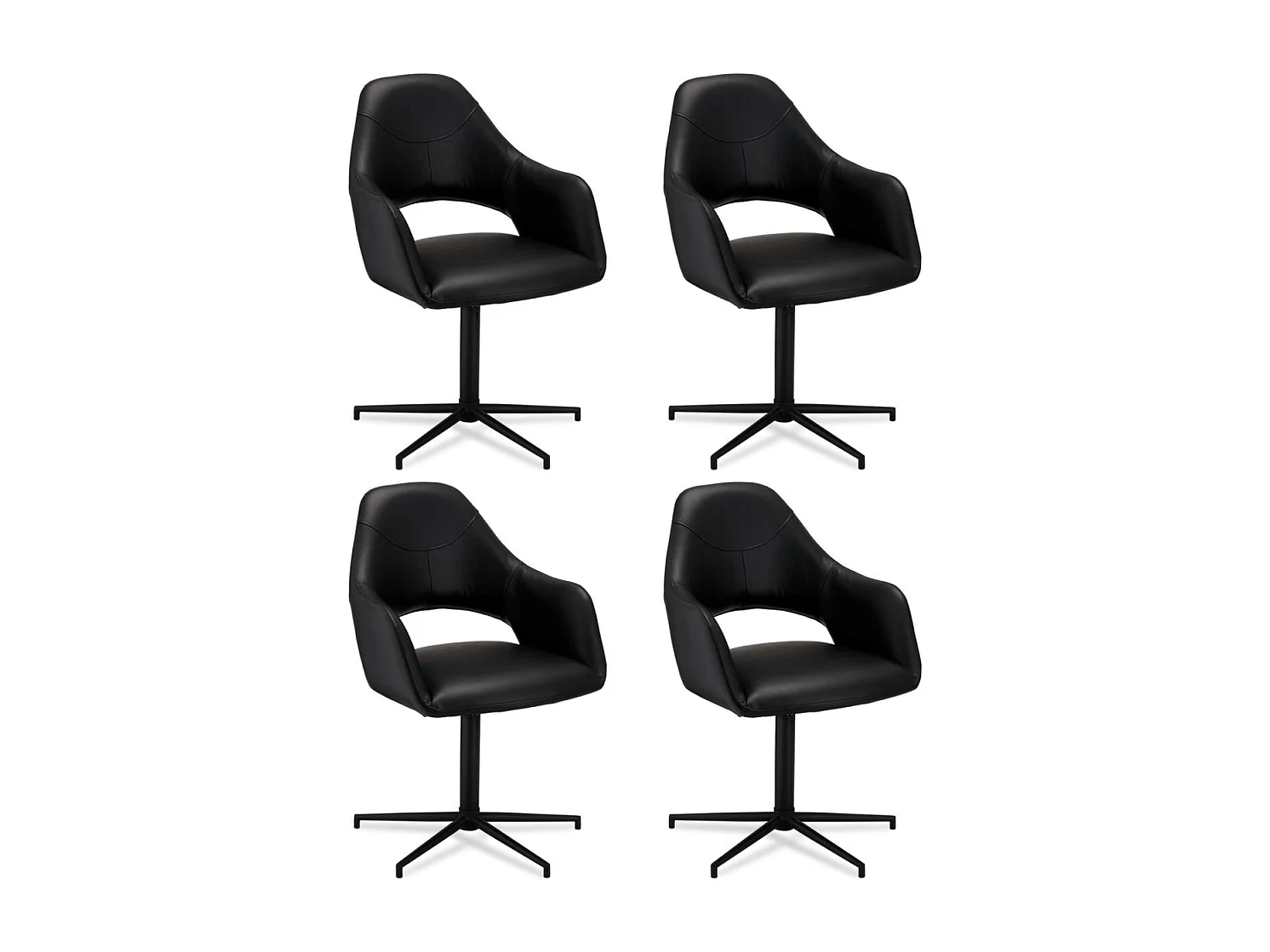 Esszimmerstühle 4er Set Luna - Kunstleder & Metall - Schwarz