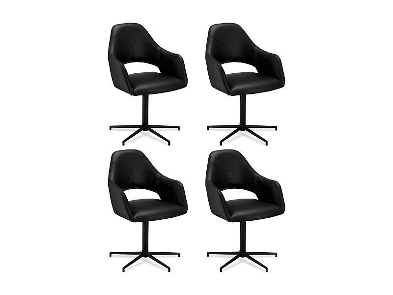 Esszimmerstühle 4er Set Luna - Kunstleder & Metall - Schwarz