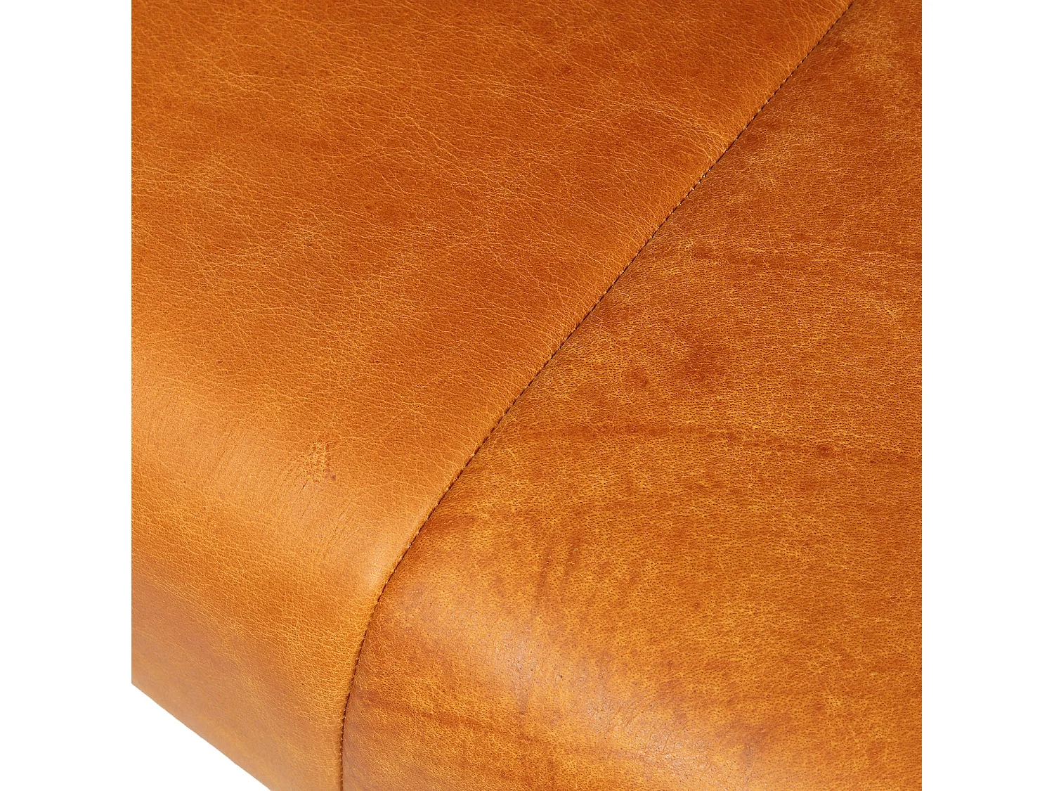 Sitzbank 92 cm Athea - Leder & MDF, Massivholz, Schaumstoff - Cognacbraun