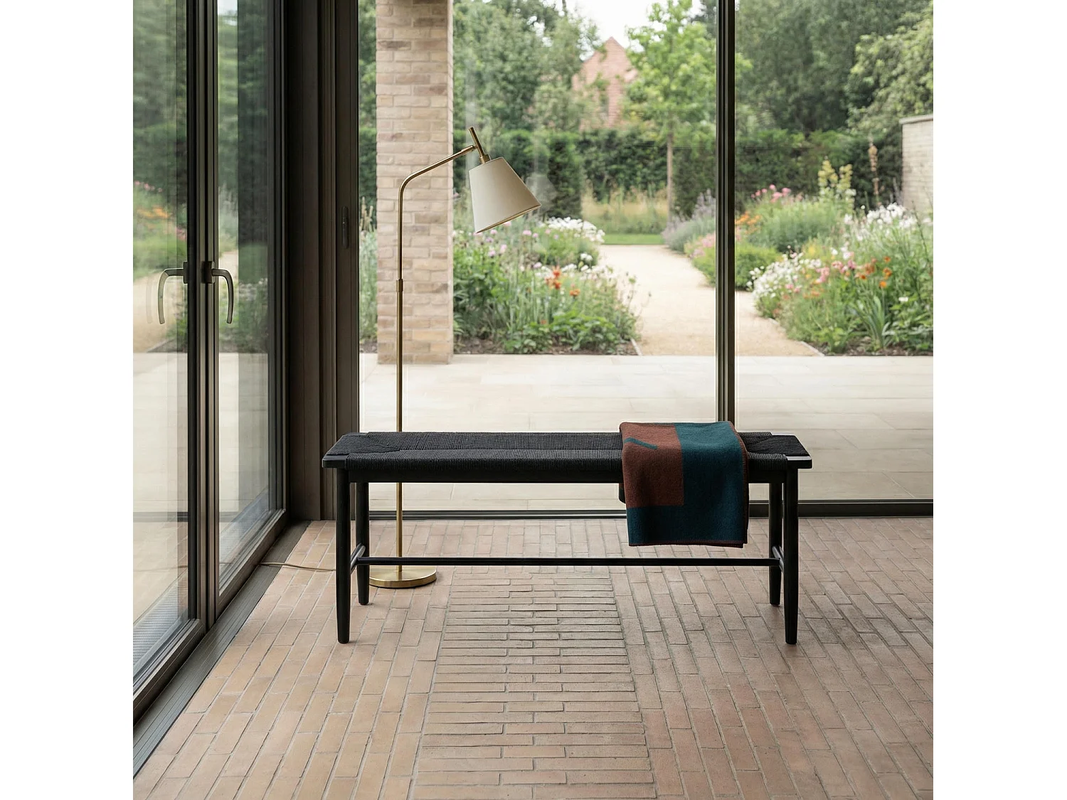 Sitzbank 110 cm Prime - Papiergarn & Massives Eichenholz - Schwarz