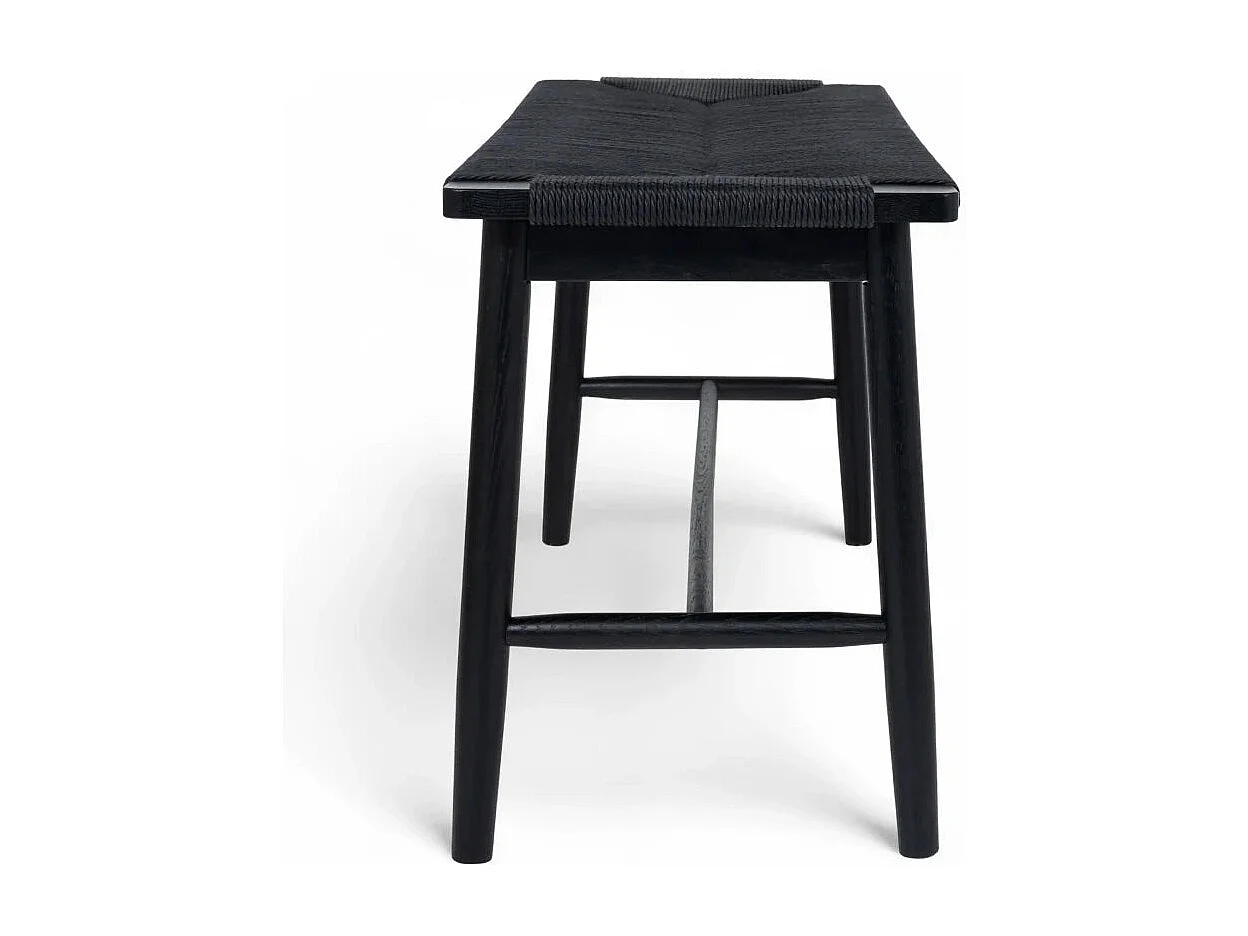 Sitzbank 110 cm Prime - Papiergarn & Massives Eichenholz - Schwarz