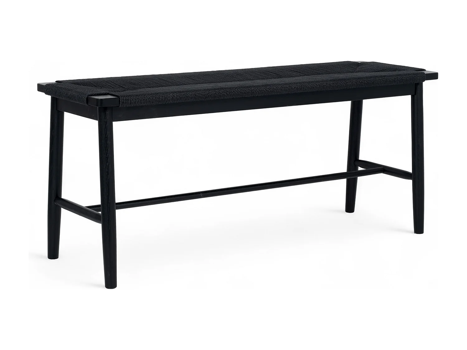 Sitzbank 110 cm Prime - Papiergarn & Massives Eichenholz - Schwarz