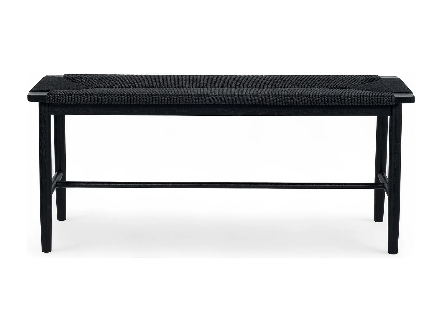 Sitzbank 110 cm Prime - Papiergarn & Massives Eichenholz - Schwarz