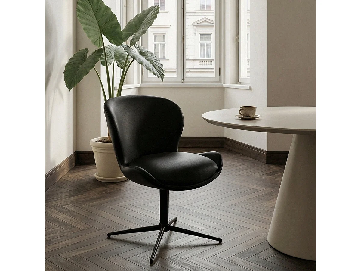 Esszimmerstühle 4er Set Nicklas - Leder & Metall - Schwarz