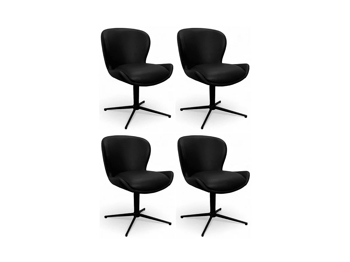 Esszimmerstühle 4er Set Nicklas - Leder & Metall - Schwarz