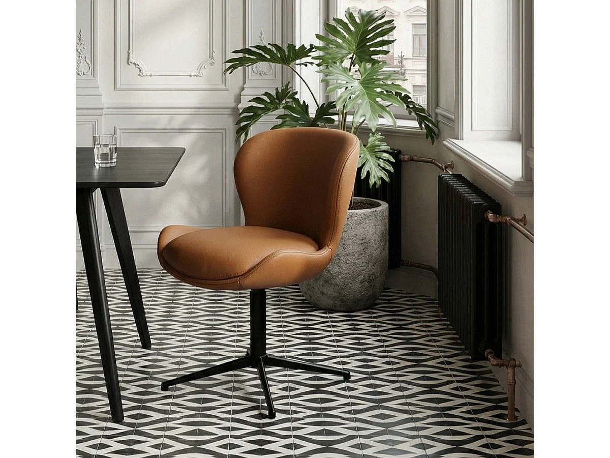 Esszimmerstühle 2er Set Nicklas - Leder & Metall - Cognacbraun