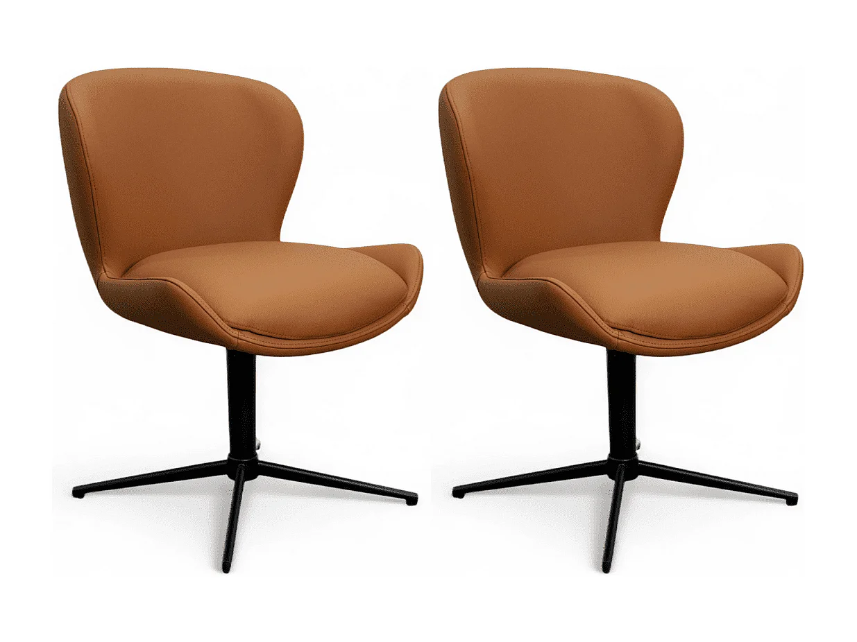 Esszimmerstühle 2er Set Nicklas - Leder & Metall - Cognacbraun