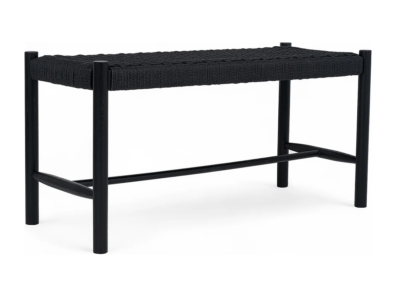 Sitzbank 90 cm Shine - Papiergarn & Massives Eichenholz - Schwarz