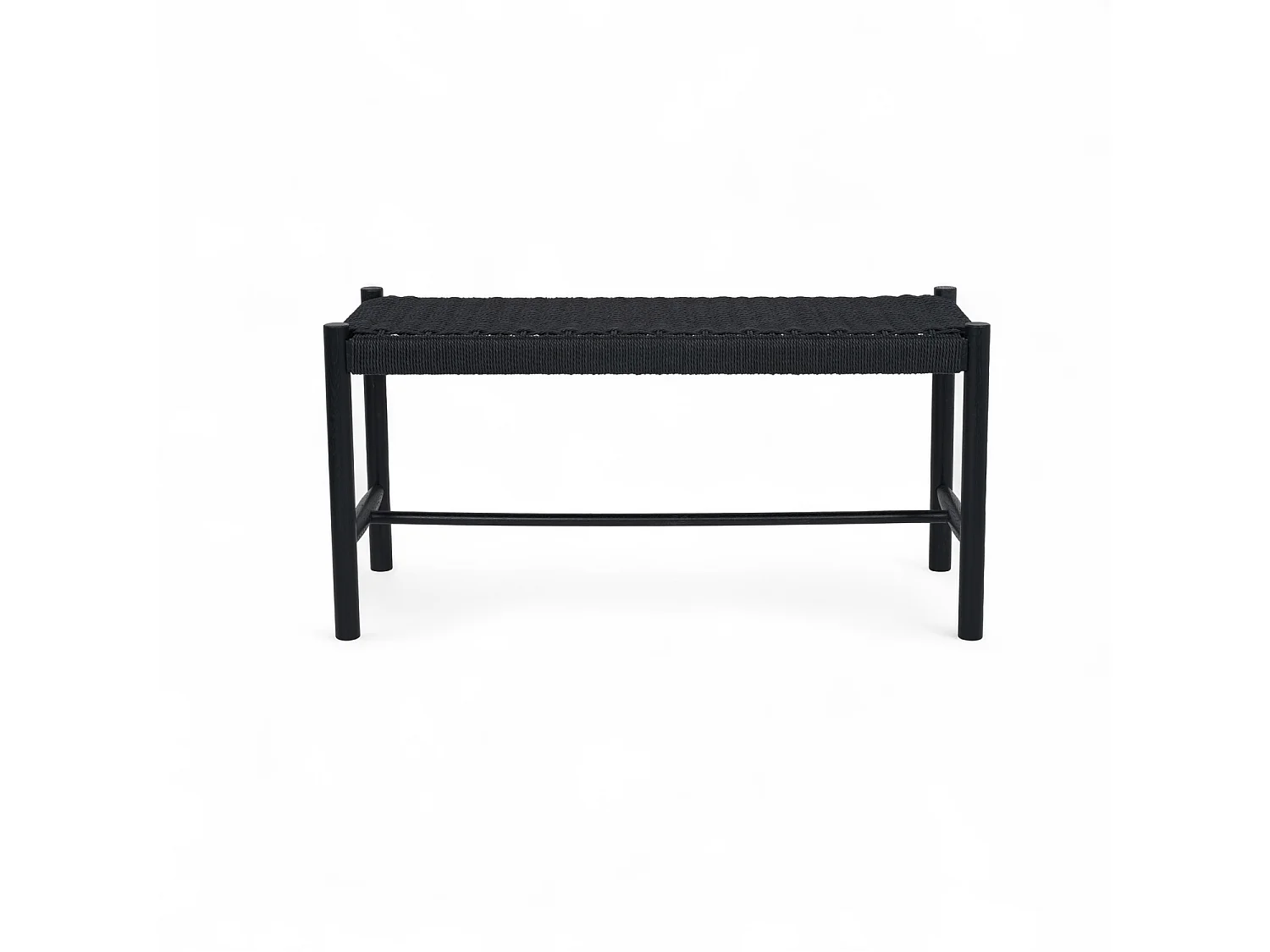 Sitzbank 90 cm Shine - Papiergarn & Massives Eichenholz - Schwarz