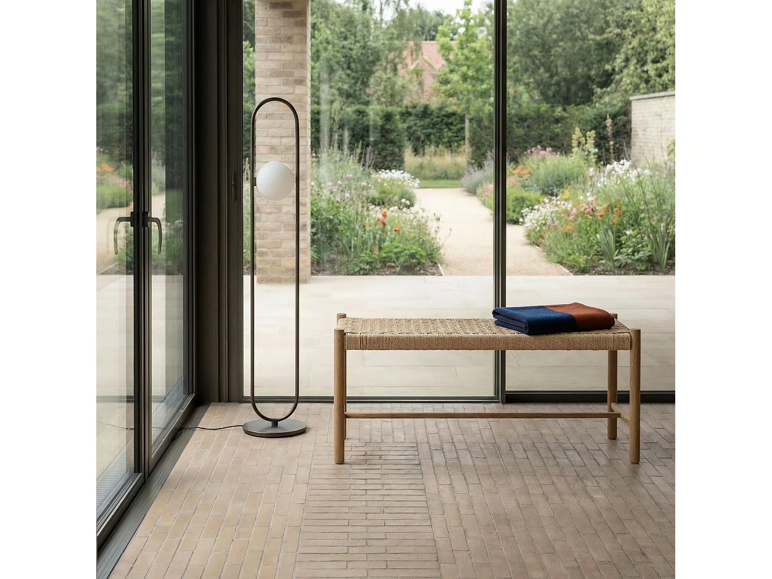 Sitzbank 90 cm Shine - Papiergarn & Massives Eichenholz - Wildeiche