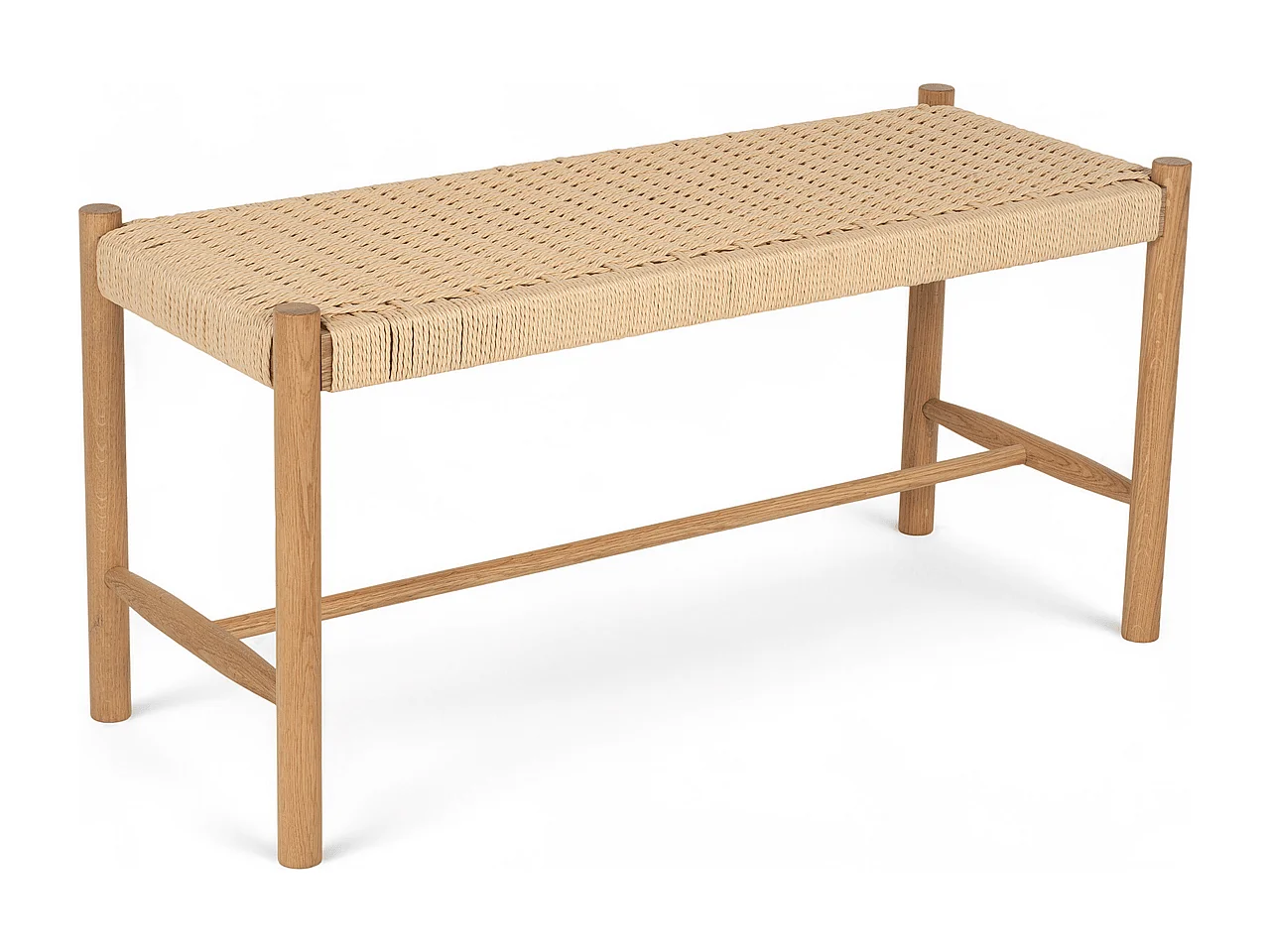 Sitzbank 90 cm Shine - Papiergarn & Massives Eichenholz - Wildeiche