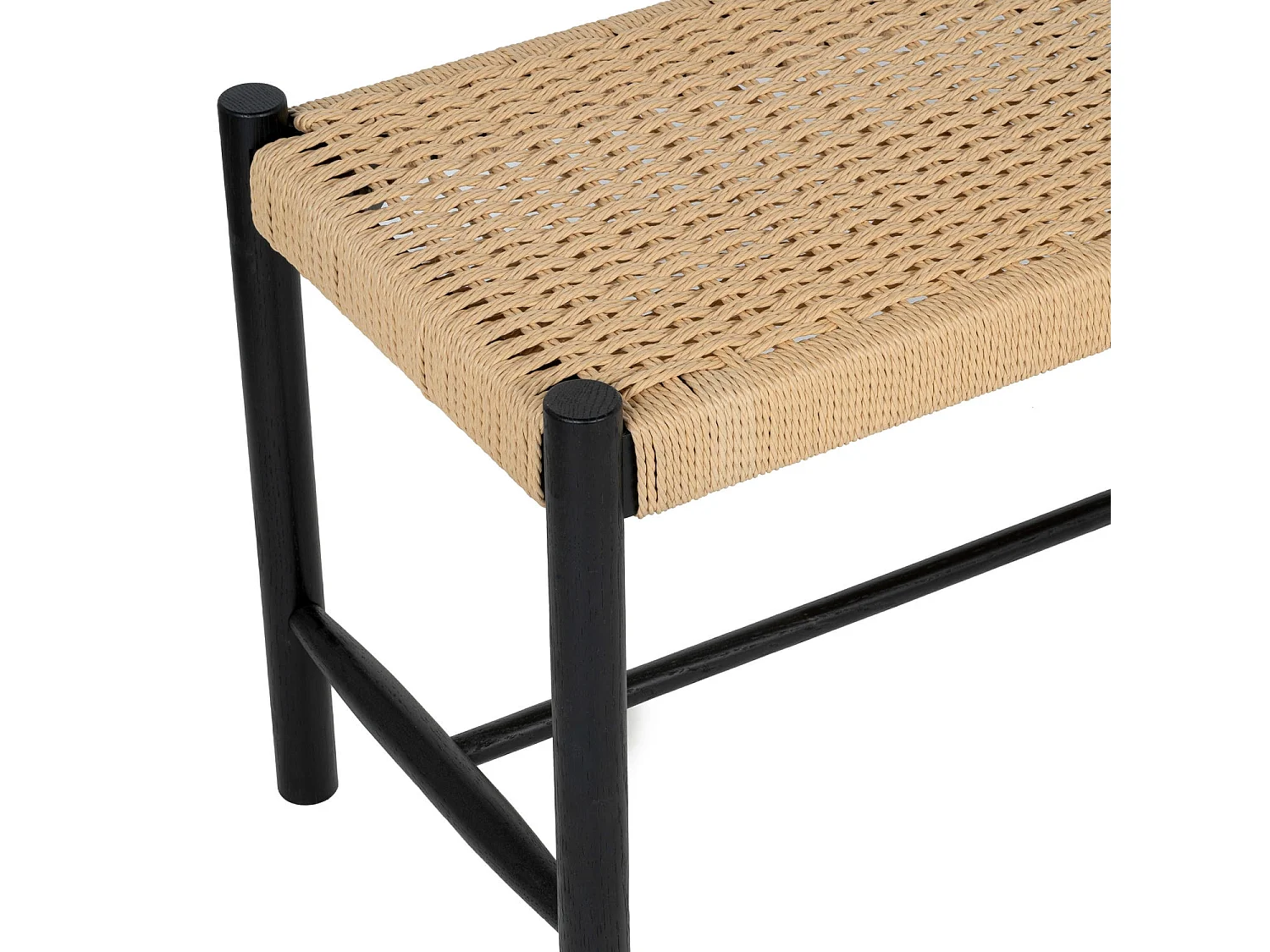 Sitzbank 90 cm Shine - Papiergarn & Massives Eichenholz - Schwarz