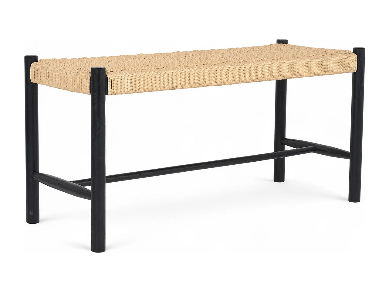 Sitzbank 90 cm Shine - Papiergarn & Massives Eichenholz - Schwarz