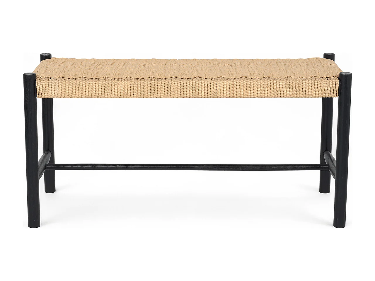 Sitzbank 90 cm Shine - Papiergarn & Massives Eichenholz - Schwarz