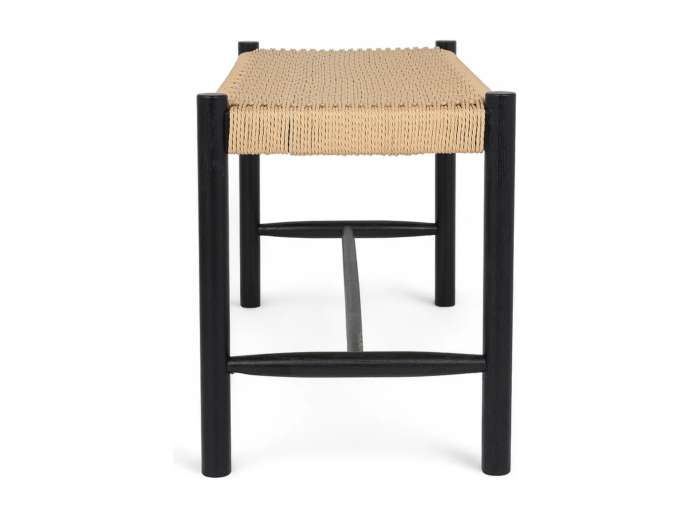 Sitzbank 90 cm Shine - Papiergarn & Massives Eichenholz - Schwarz