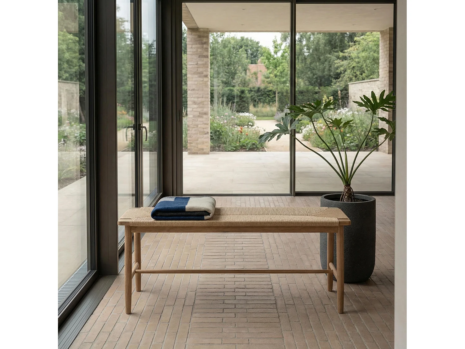 Sitzbank 110 cm Prime - Papiergarn & Massives Eichenholz - Wildeiche