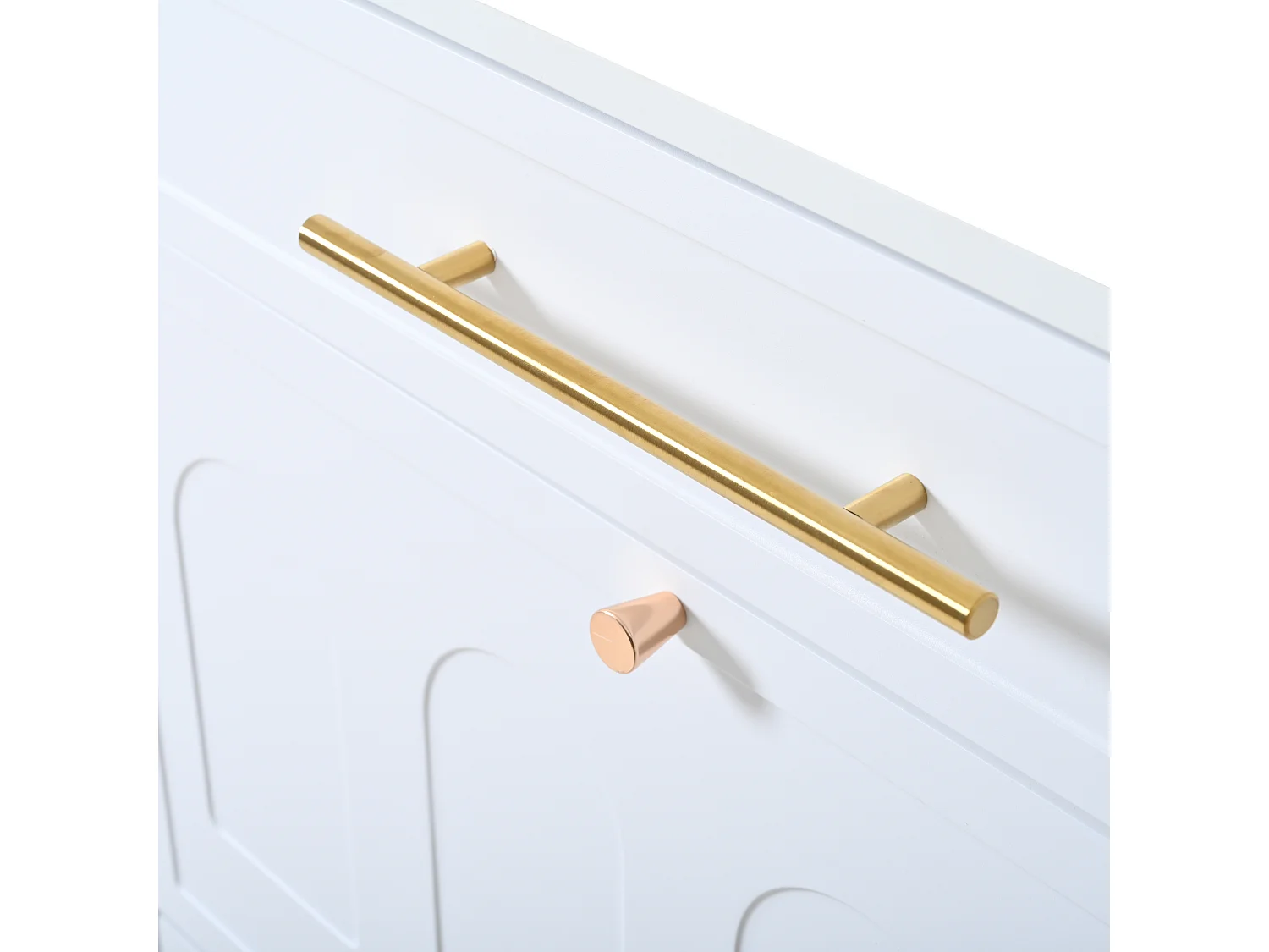 Meuble à chaussures moderne 70x25x123,5 cm - 3 portes abattantes et 1 tiroir - 6 étagères - MDF - Blanc