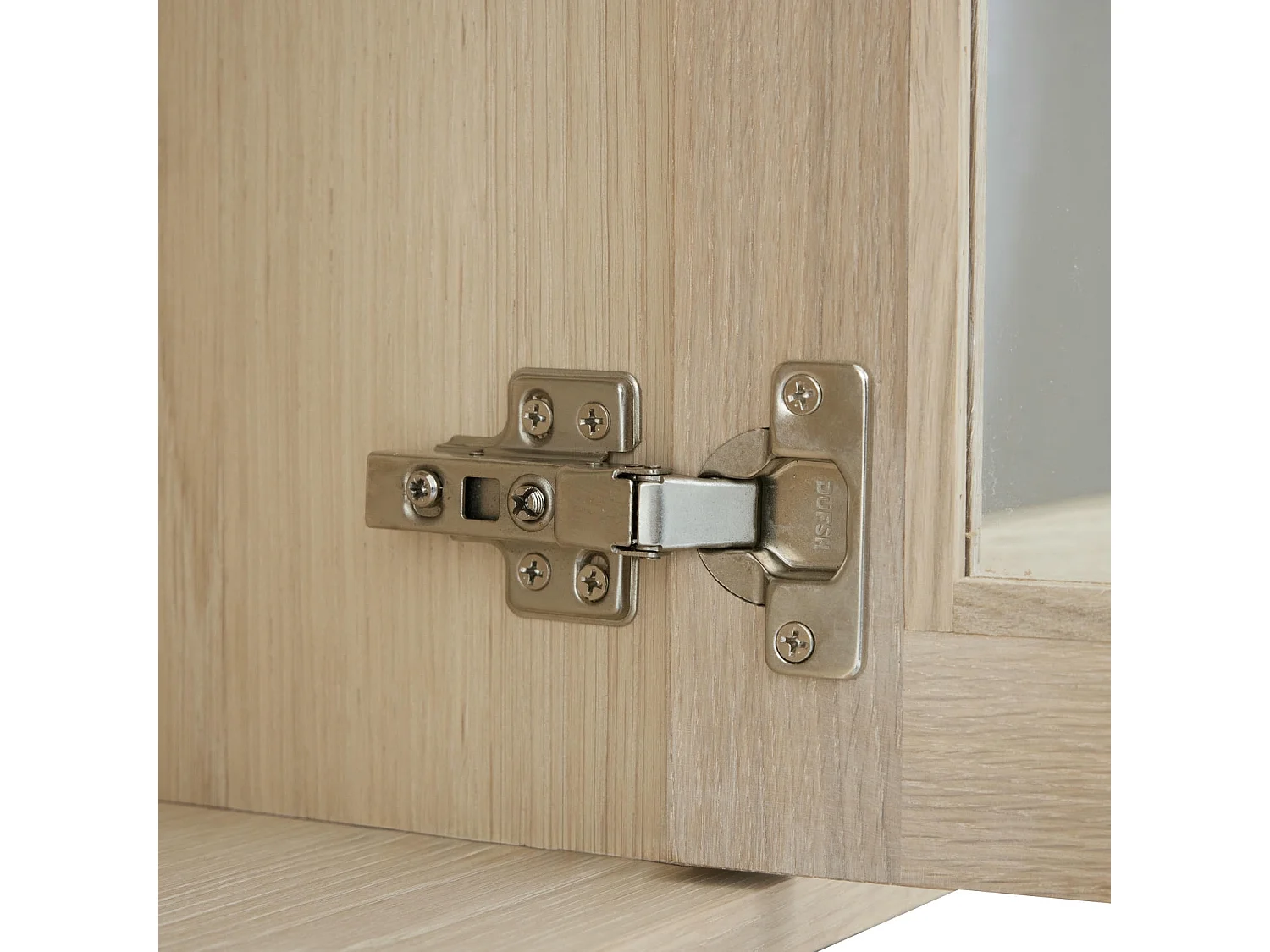 Hängechrank mit LED Beleuchtung mit 4 Türen Kerteminde - Eichenfurnier & MDF - Eiche bianco