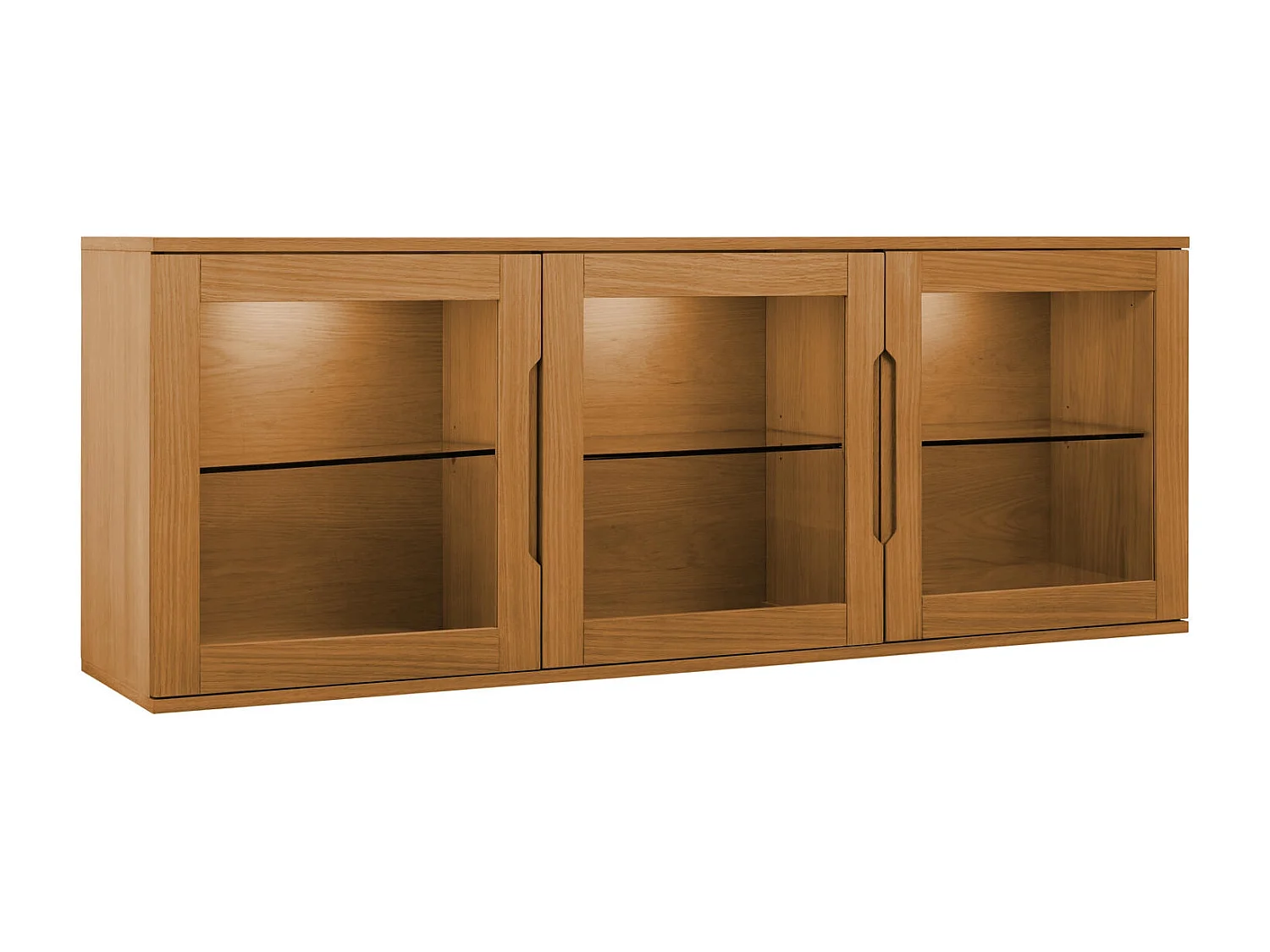 Hängechrank mit LED Beleuchtung mit 3 Türen Kerteminde - Eichenfurnier & MDF - Wildeiche