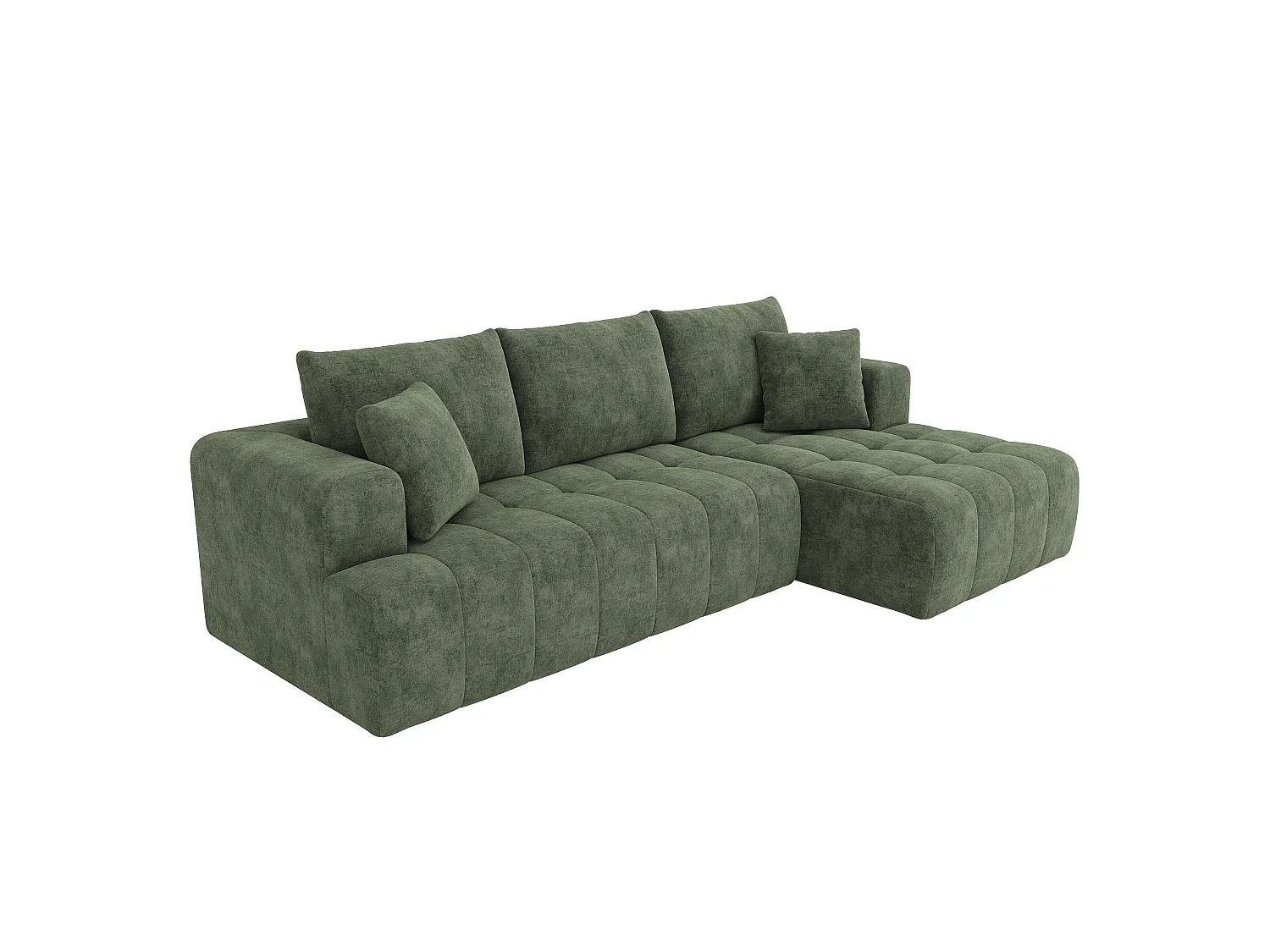 Divano angolare a L - 3 posti - Divano Cloud - Combinazione flessibile - Nessun assemblaggio richiesto - Verde